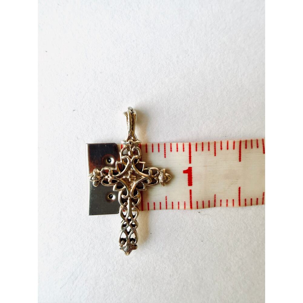 Vintage Style Sterling Silver Filigree Cross Pendant Gothic Openwork 925 - Picture 9 of 9